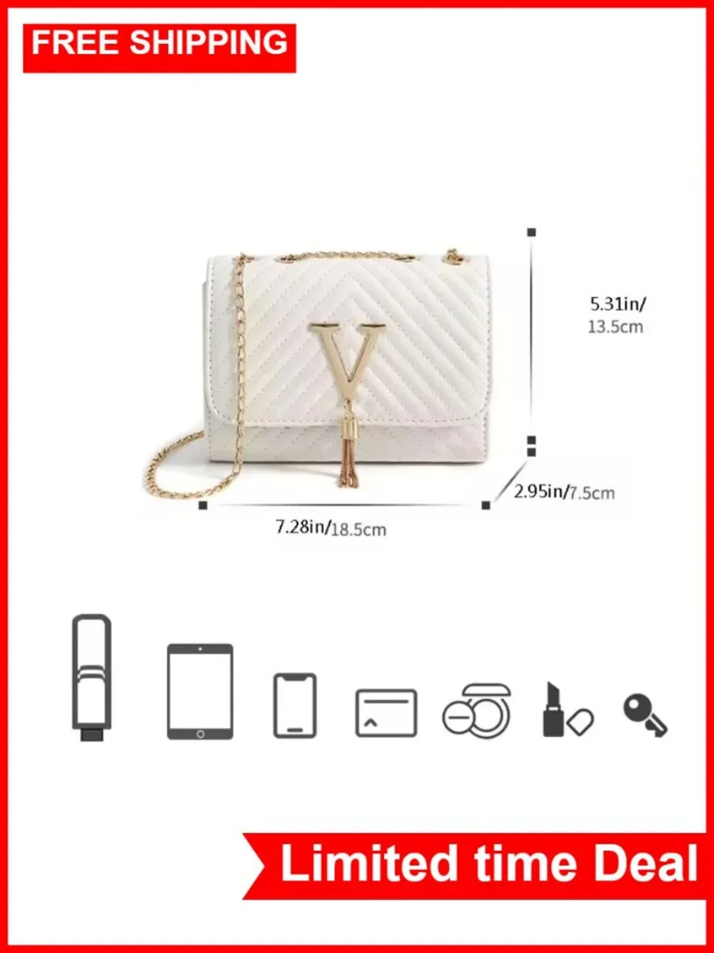 PU Leather Evening Bag Flap Crossbody Shoulder Bag Chain Strap